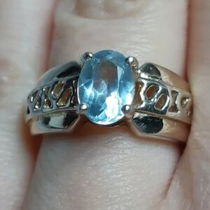 Gold Plated Sterling Silver Topaz Stone Ring